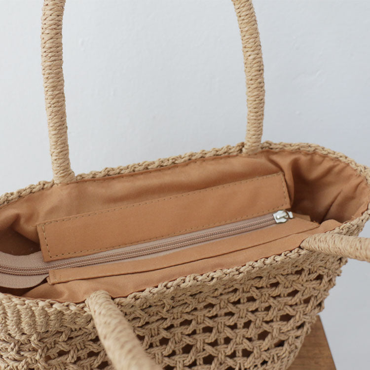 Handmade crochet straw knit woven summer bag for women from the summer collection