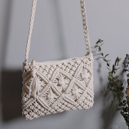 Handmade crochet straw knit woven summer bag for women from the summer collection