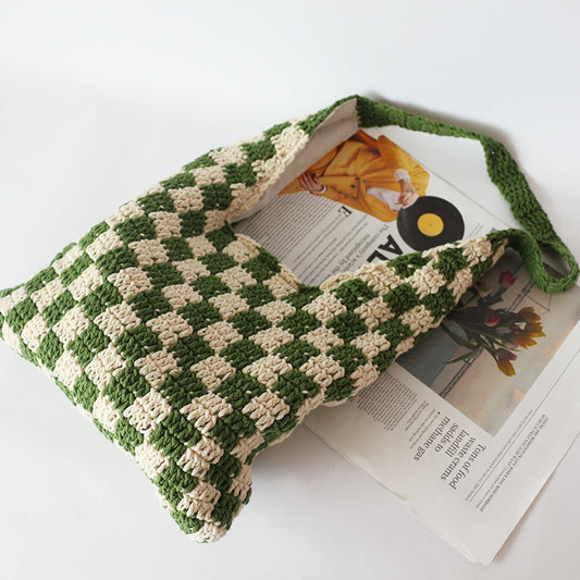 Handmade crochet straw knit woven summer bag for women from the summer collection