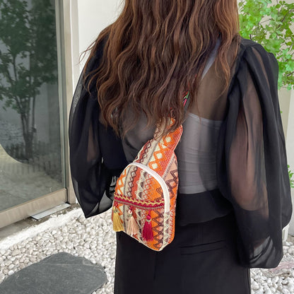 Handmade crochet straw knit woven summer bag for women from the summer collection