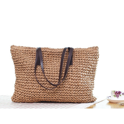 Handmade crochet straw knit woven summer bag for women from the summer collection
