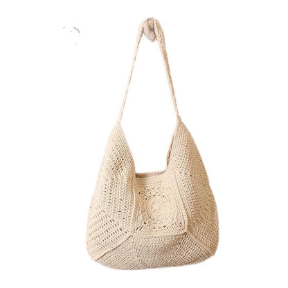 Handmade crochet straw knit woven summer bag for women from the summer collection
