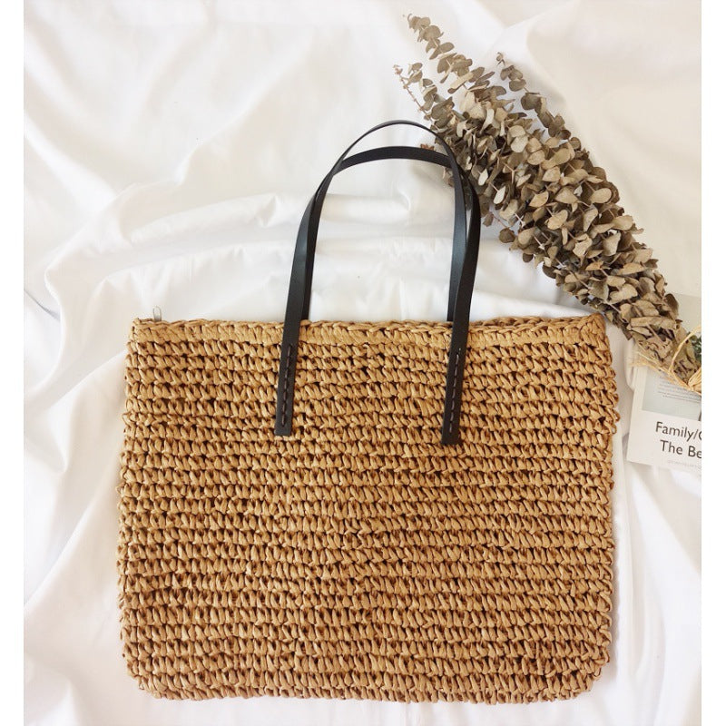 Handmade crochet straw knit woven summer bag for women from the summer collection