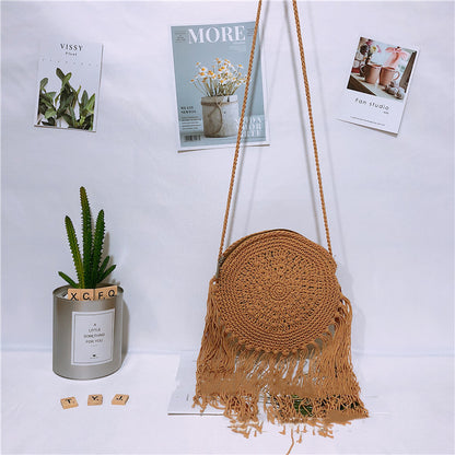 Handmade crochet straw knit woven summer bag for women from the summer collection