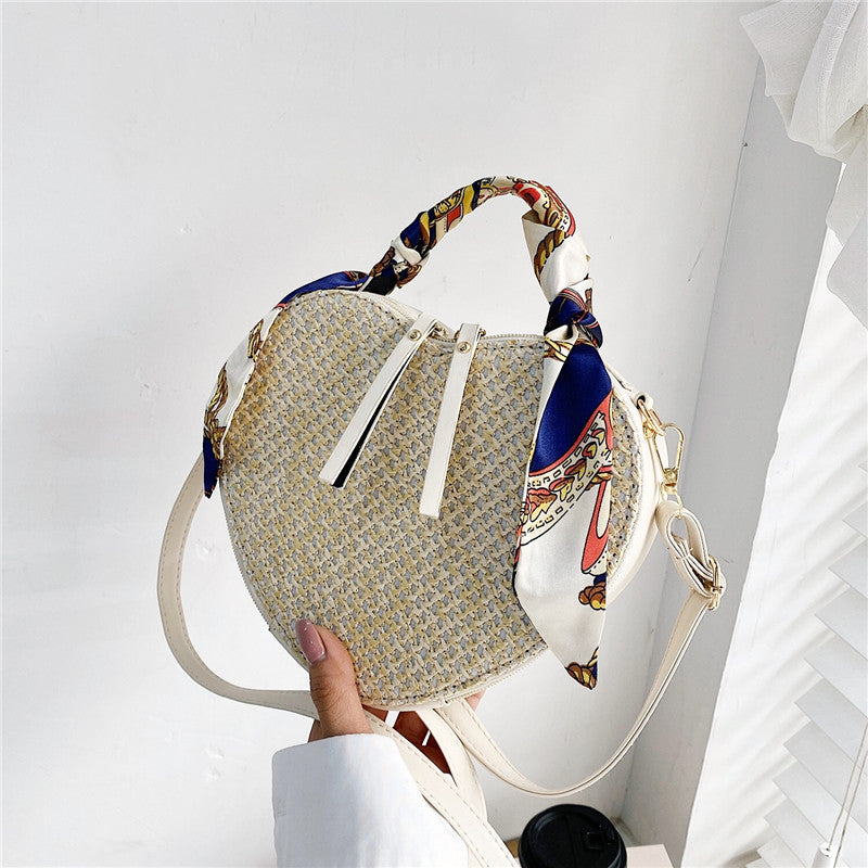 Handmade crochet straw knit woven summer bag for women from the summer collection