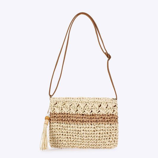 Handmade crochet straw knit woven summer bag for women from the summer collection